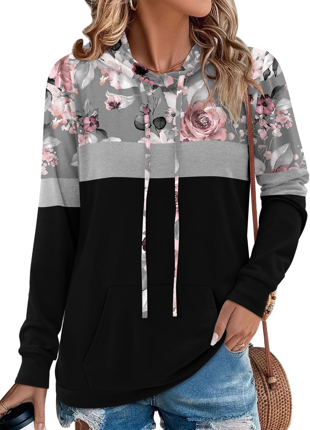 Angerella Hoodies for Women Camo Leopard Print Tops Pullover Hooded Sweatshirt D...