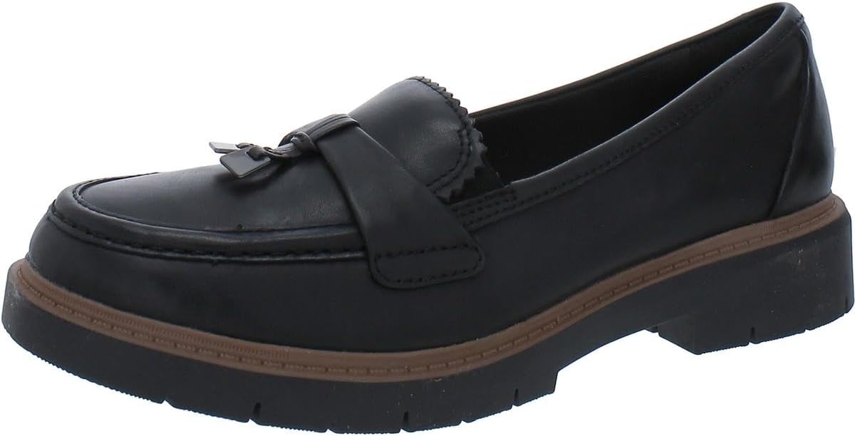 Clarks Women's Westlynn Bella Loafer 7 Wide Black Leather