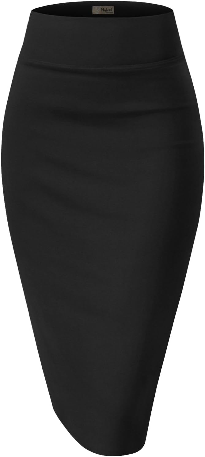 Hybrid & Company Women's Premium Nylon Ponte Stretch High Waist Pencil Suit Skir...