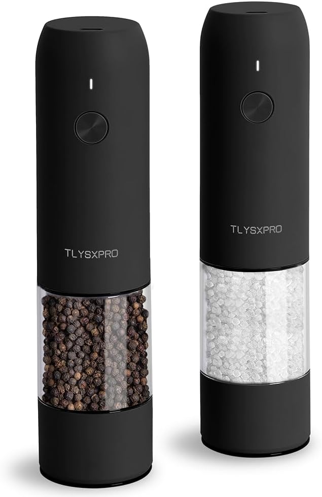 Electric Salt and Pepper Grinder Set, USB Rechargeable, Automatic Salt and Peppe...
