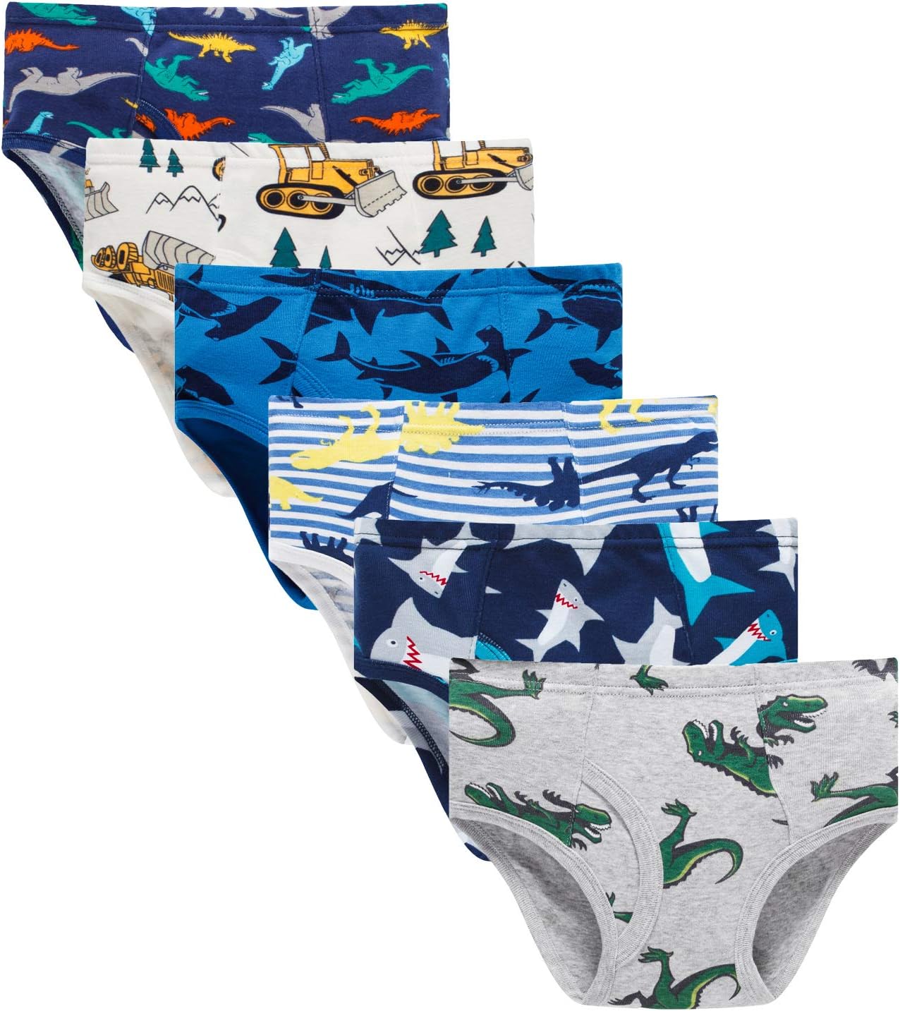 Boboking 100% Cotton Little Boys Briefs Soft Dinosaur Truck Toddler Underwear 5...