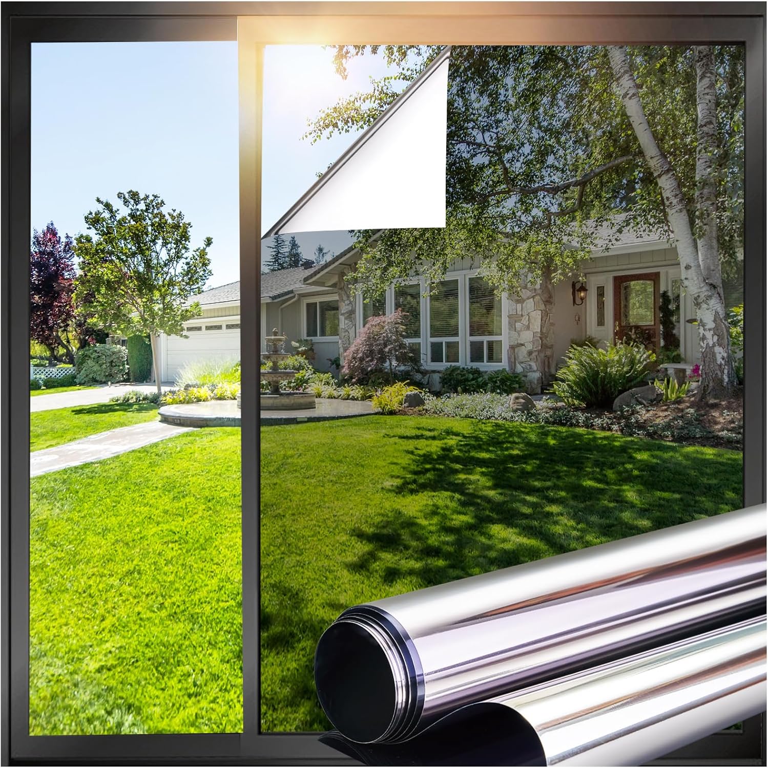 Lifetree One Way Window Film Privacy: Mirror Window Tint Film, Heat Daytime Priv...
