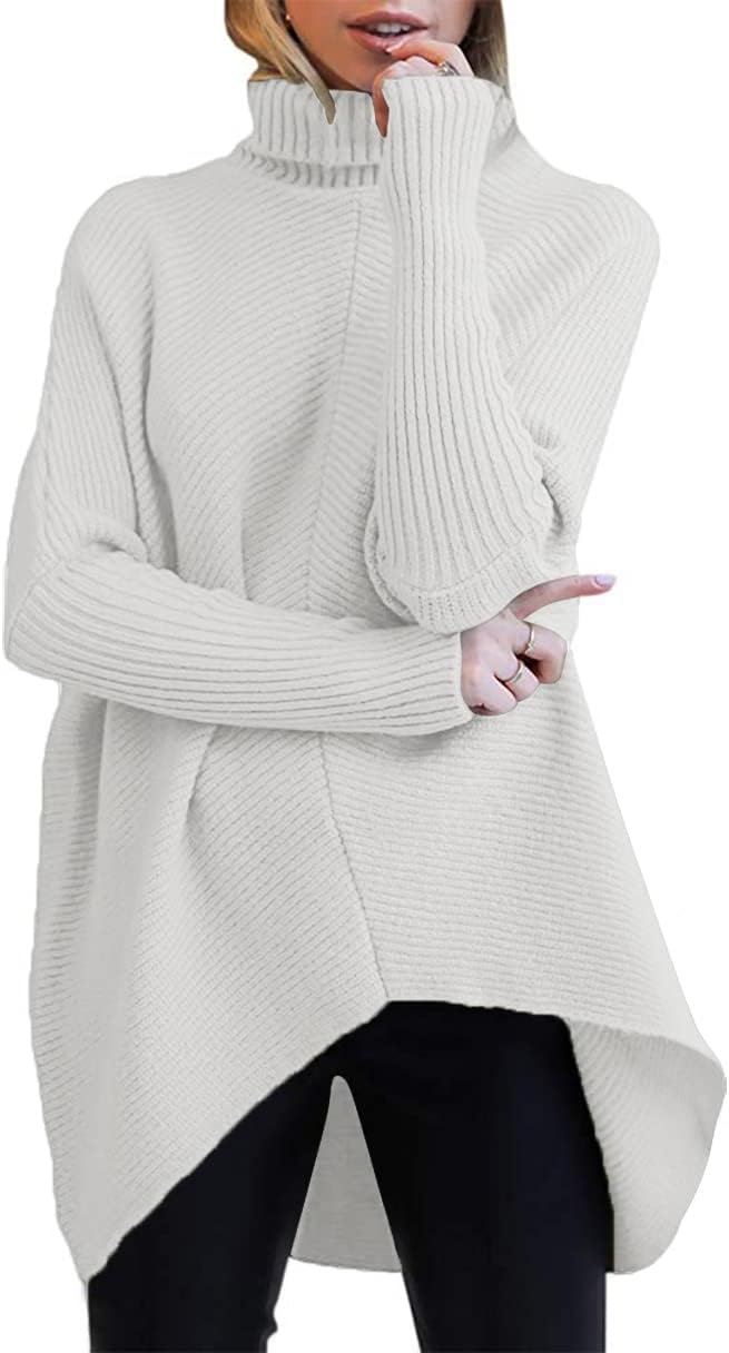 ANRABESS Womens Oversized Turtleneck Batwing Long Sleeve Casual Cozy Baggy Knit...