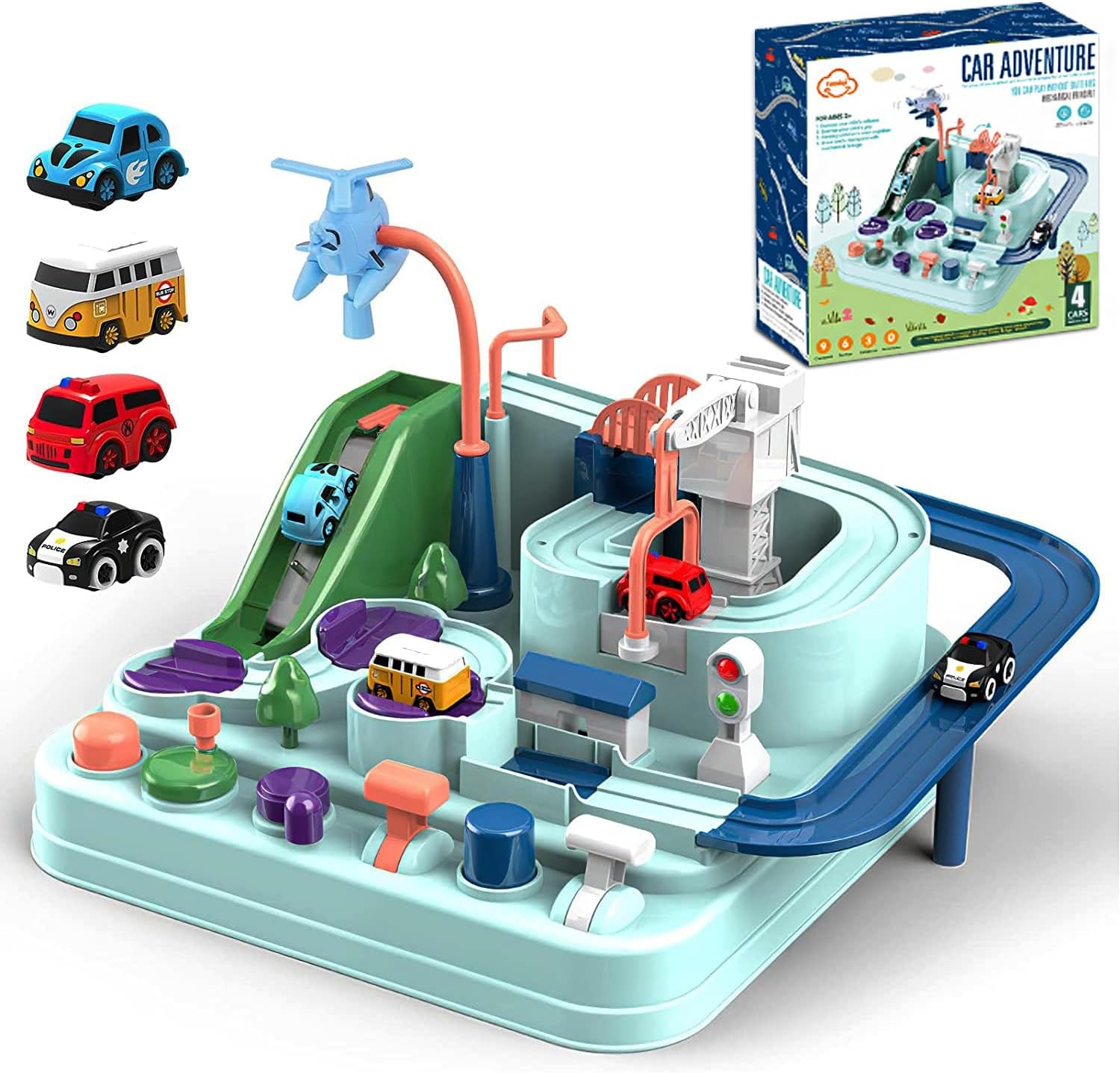 TODARRUN Car Adventure Toy, City Rescue Preschool Educational Toy Vehicle Parent...