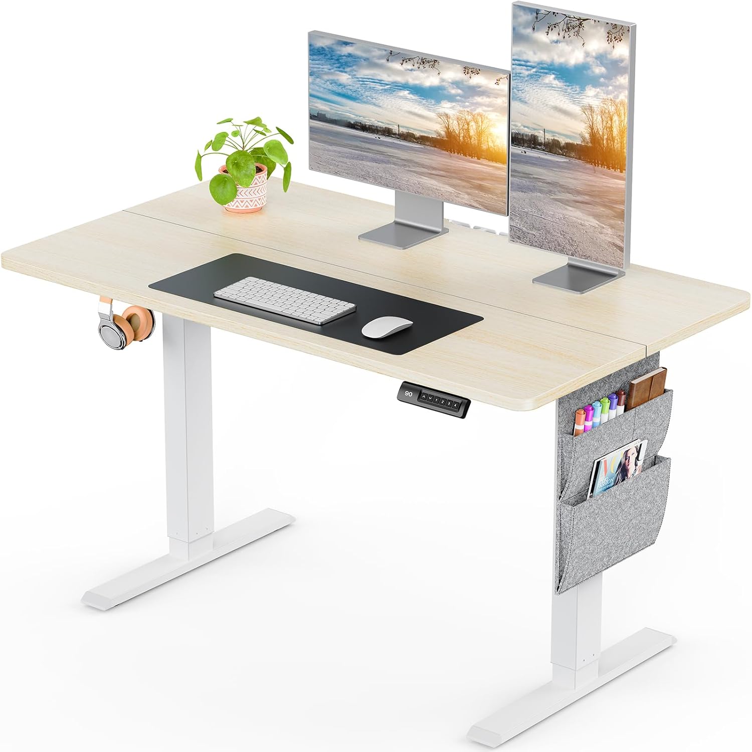 ErGear Standing Desk 100x60cm, Supports Up to 80KG Height Adjustable Electric St...