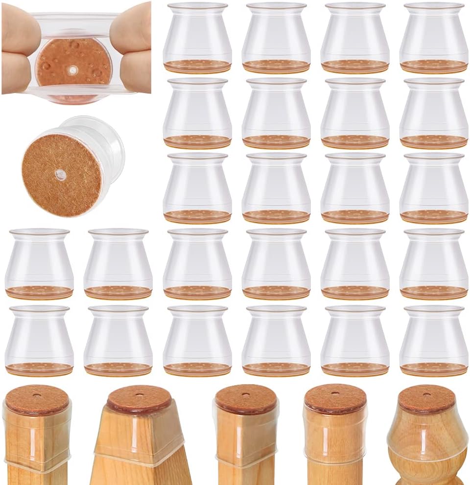 24 Pcs Chair Leg Floor Protectors for Hardwood Floors Silicone Covers to Protect...