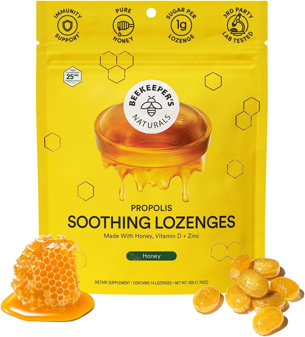 Soothing Honey Cough Drops - Immune Support with Vitamin D, Zinc and Propolis -...