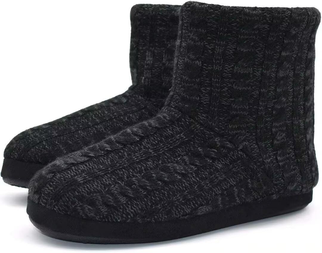 KuaiLu Mens Slippers Knitted Wool-Like Plush Fleece Lined Slipper Boots Winter W...