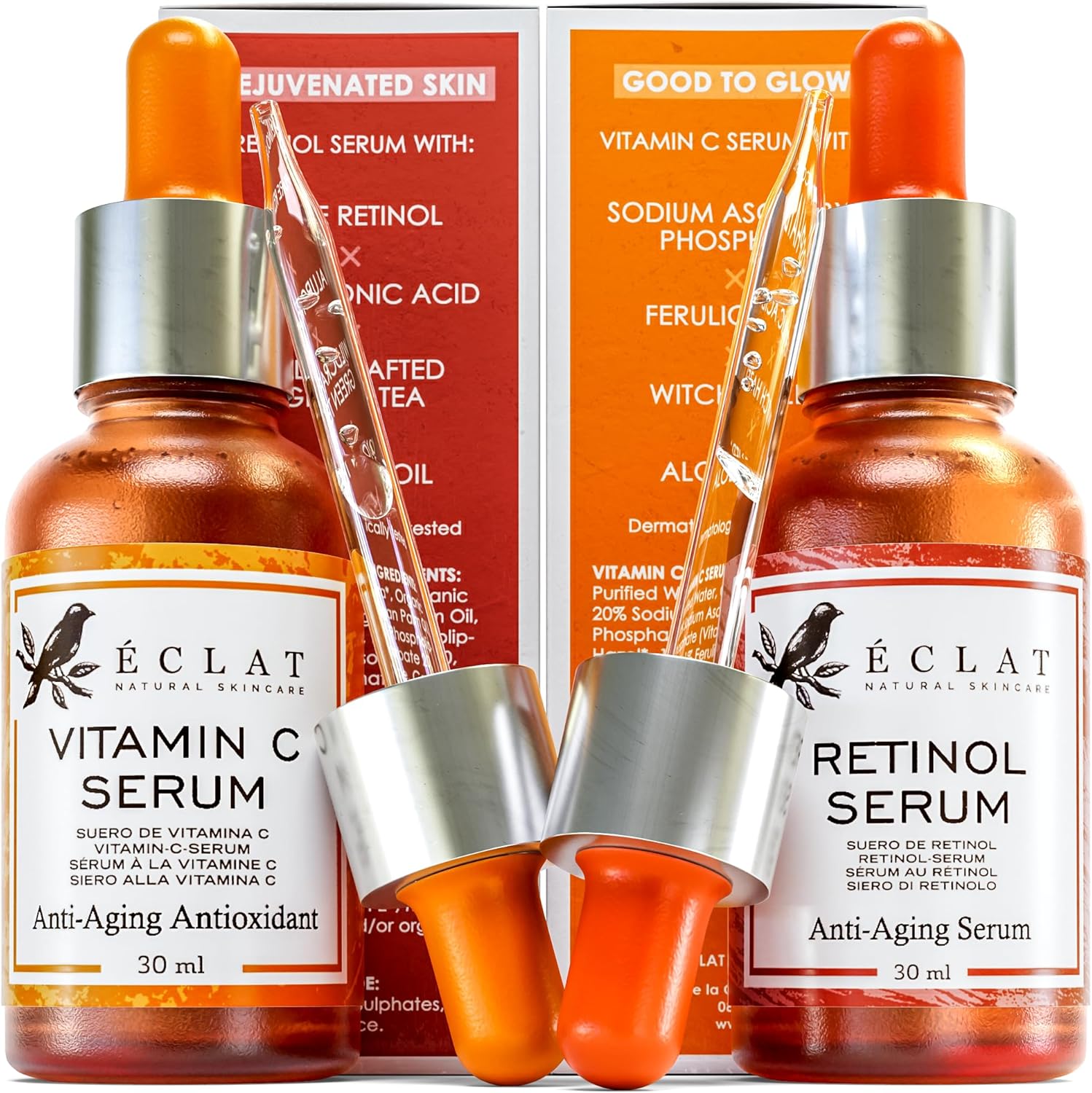 2 Facial Serum - Vitamin C and Retinol Serum for Face, Anti Aging Serums for Ski...