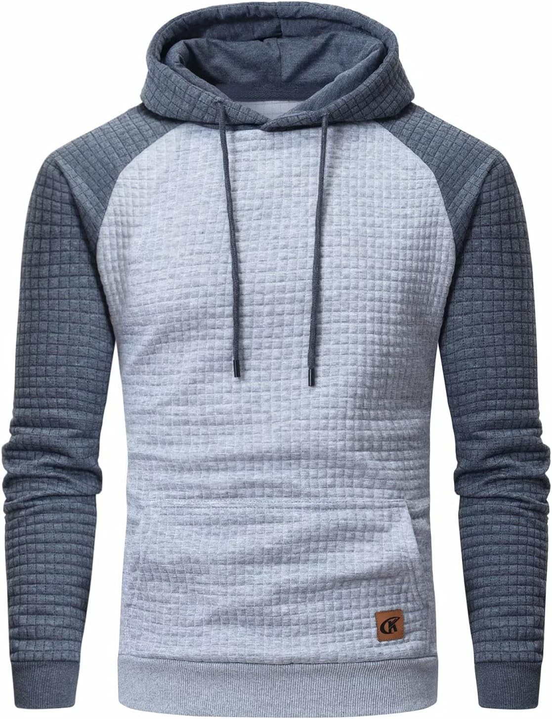 Yundobop Men's Pullover Hoodies Plaid Jacquard Long Sleeve Drawstring Hipster Ca...