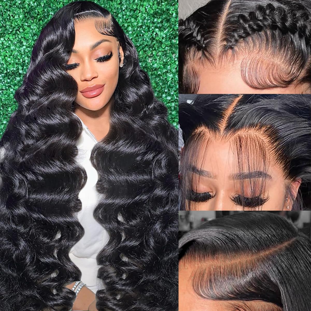 13x6 Body Wave Lace Front Wigs Human Hair Pre Plucked HD Transparent Lace Fronta...