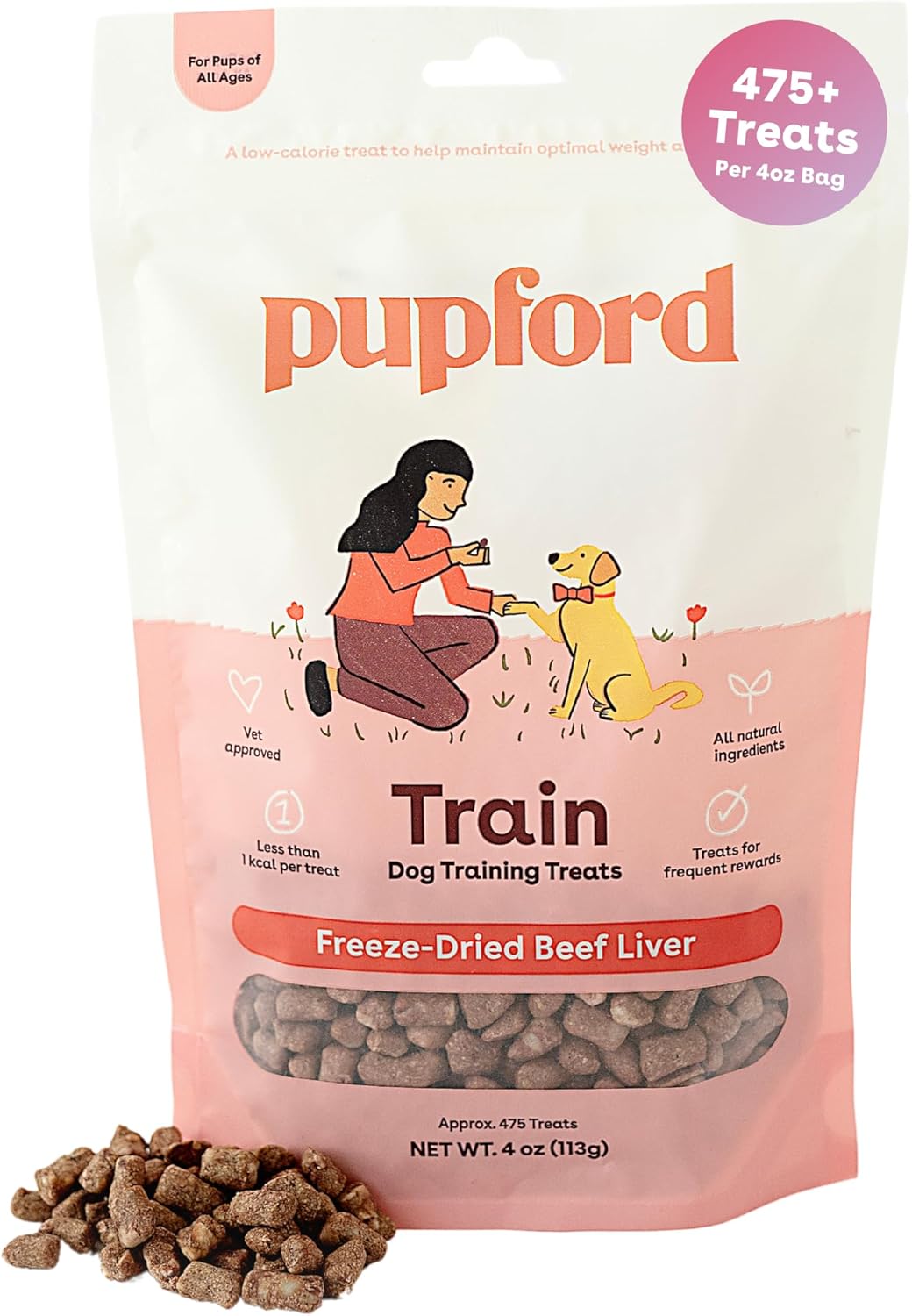 Pupford Freeze Dried Training Treats for Dogs & Puppies, 475+ Three Ingredient B...