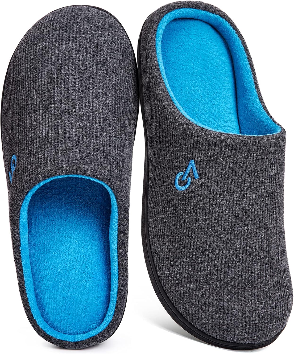 VeraCosy Men's Two-Tone Memory Foam House Slippers Indoor Outdoor Durable Rubber...