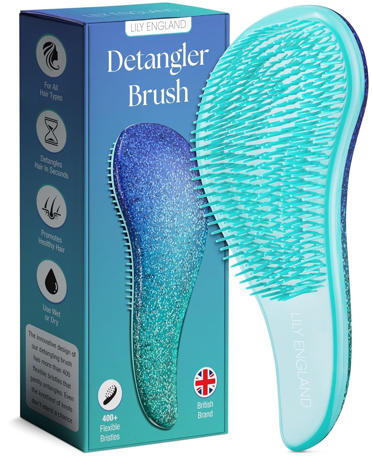 Lily England Detangler Brush for Curly Hair, Thick, Straight & Natural Hair - Ge...