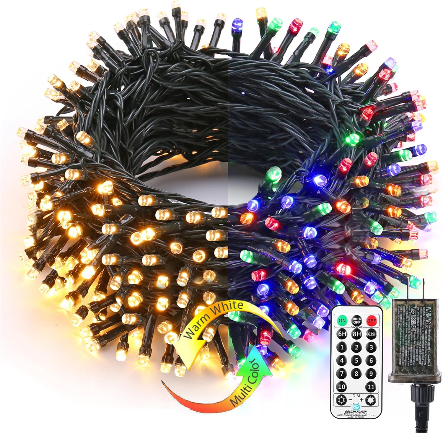 BrizLabs Christmas Lights, 180ft 500 LED Color Changing Christmas Lights with Re...