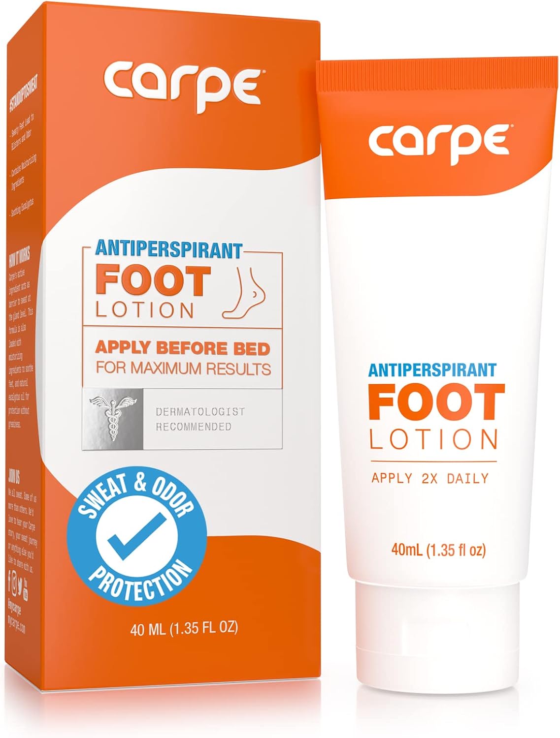 Carpe Antiperspirant Foot Lotion, A dermatologist-recommended solution to stop s...