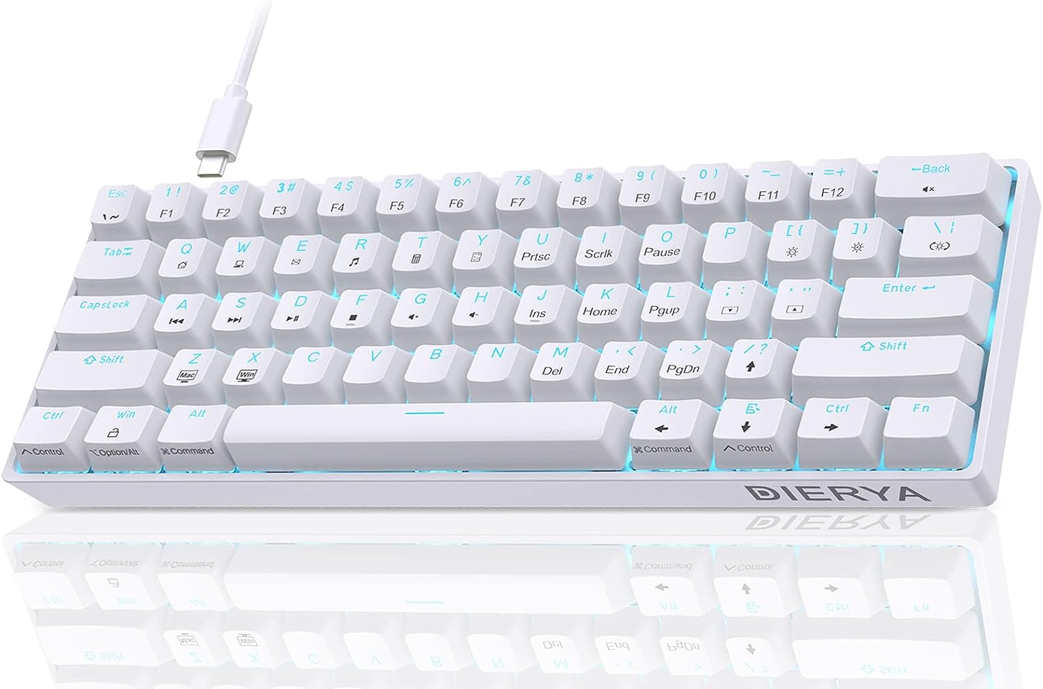 Dierya DK61se Mechanical Gaming Keyboard,60 percent Brown Switches,Ice Blue LED...
