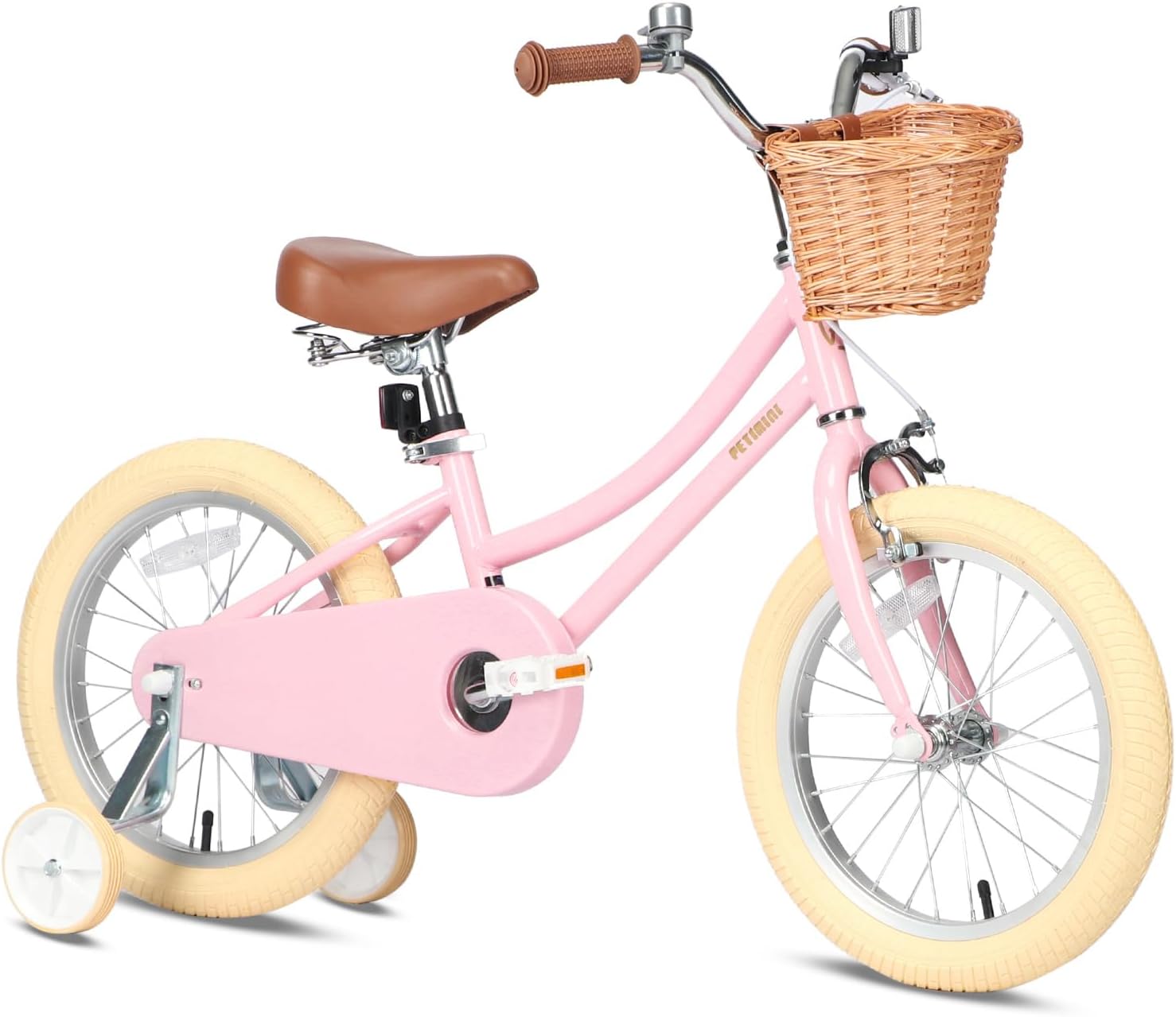 Petimini Girls Bike with Basket for 2-12 Years Old Kids, 12 14 16 18 20 Inch Bic...