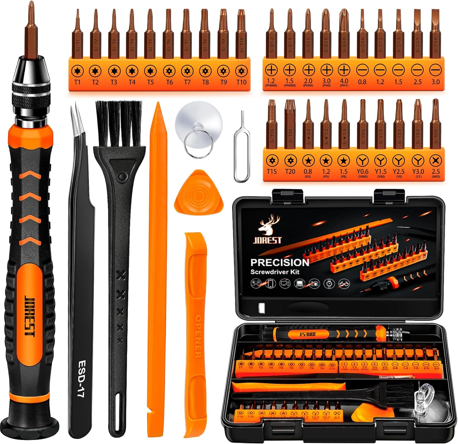 JOREST 38Pcs Precision Screwdriver Set, Tool Kit with Security Torx T5 T6 T8 T9,...