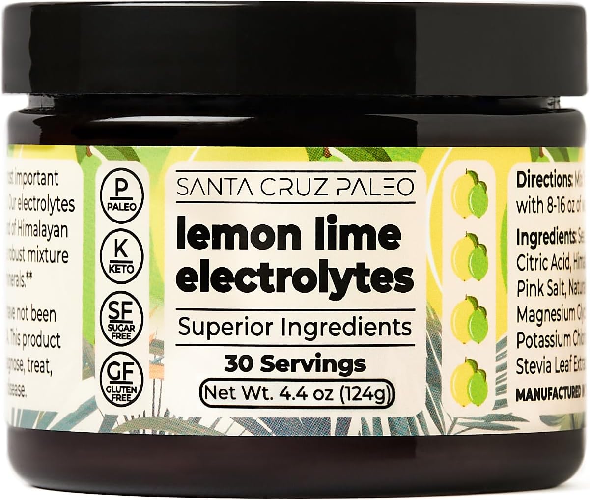 Santa Cruz Paleo Real Salt Electrolytes Powder, Lemon Lime, Hydration Drink Mix...