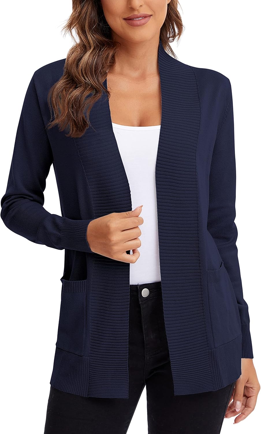 Urban CoCo Women's Lightweight Open Front Knit Cardigan Sweater Long Sleeve with...