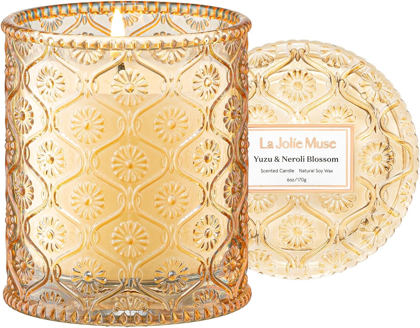 LA JOLIE MUSE Yuzu & Neroli Blossom Scented Candles, Citrus Candles for Home Sce...