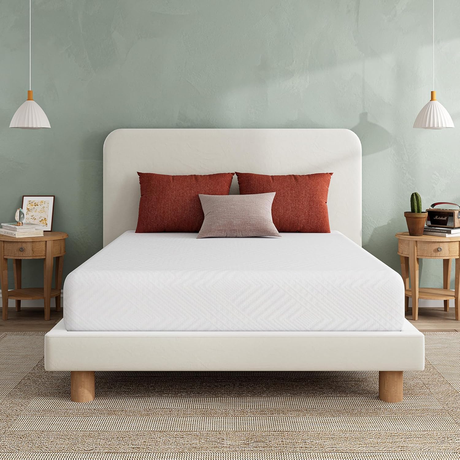 EGO White 10 inch Twin XL Memory Foam Mattress, Gel Green Tea Mattress Bed in a...