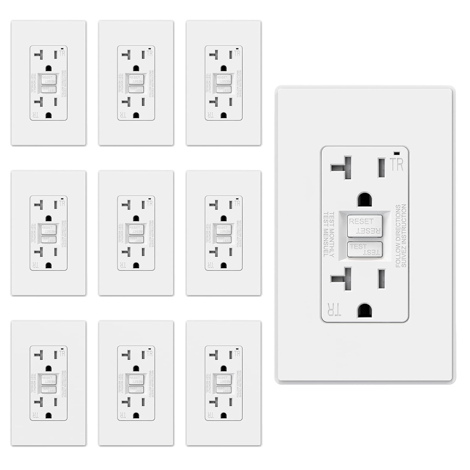 ELEGRP GFCI Outlet 20 Amp, Self-Test GFI Electrical Outlet with Thinner Design,...