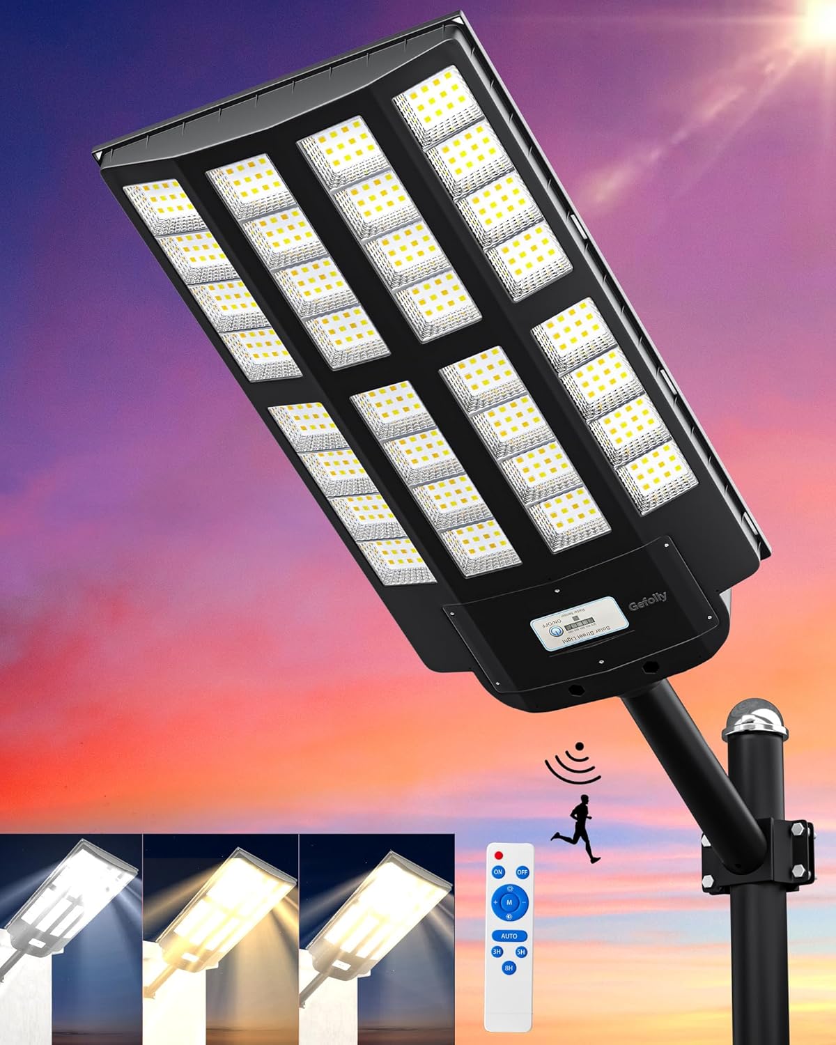 SL-5500W Solar Street Light Outdoor, Wide Angle 550000LM 3000K/4000K/6500K Comme...