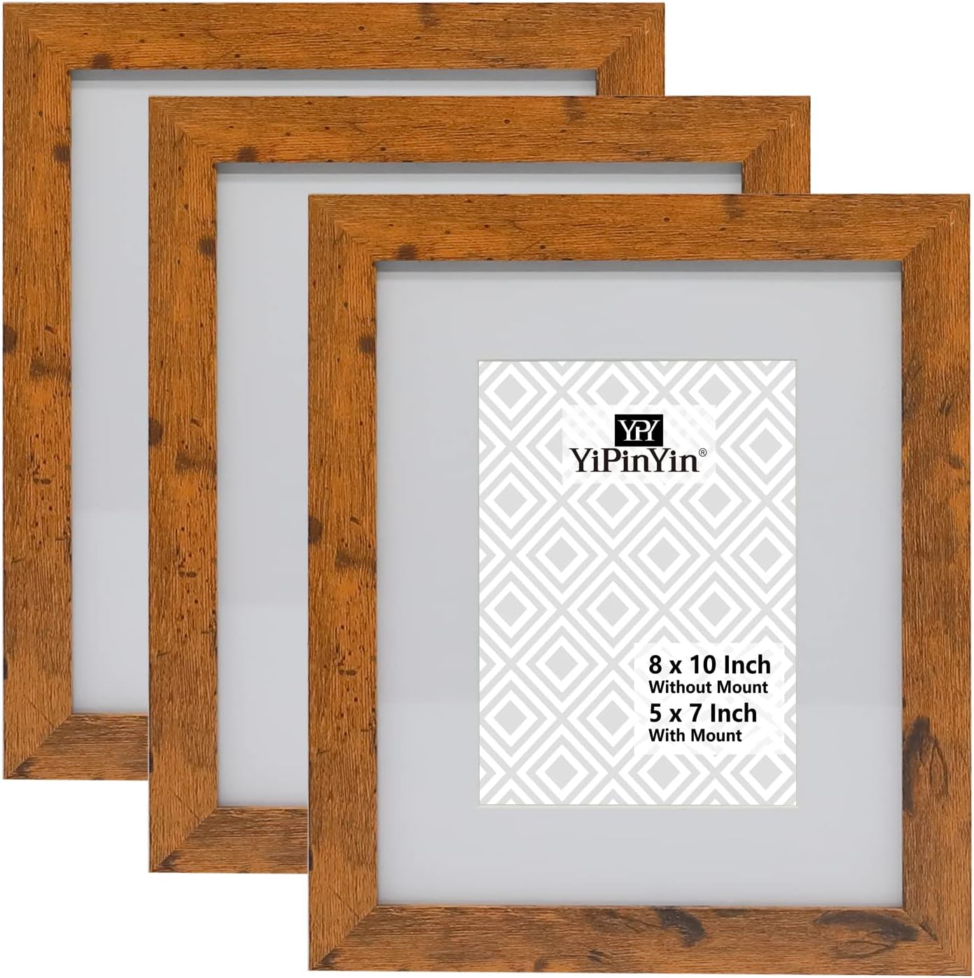 8x10 Inch Rustic Wood Photo Frame set of 3,with mount for 5x7 photo,10x8 Inch Pi...