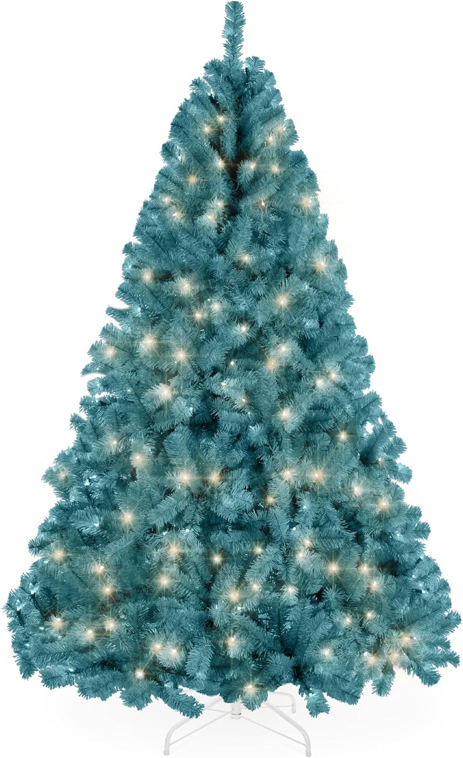 Best Choice Products 9ft Pre-Lit Peacock Blue Christmas Tree, Full Artificial Ho...