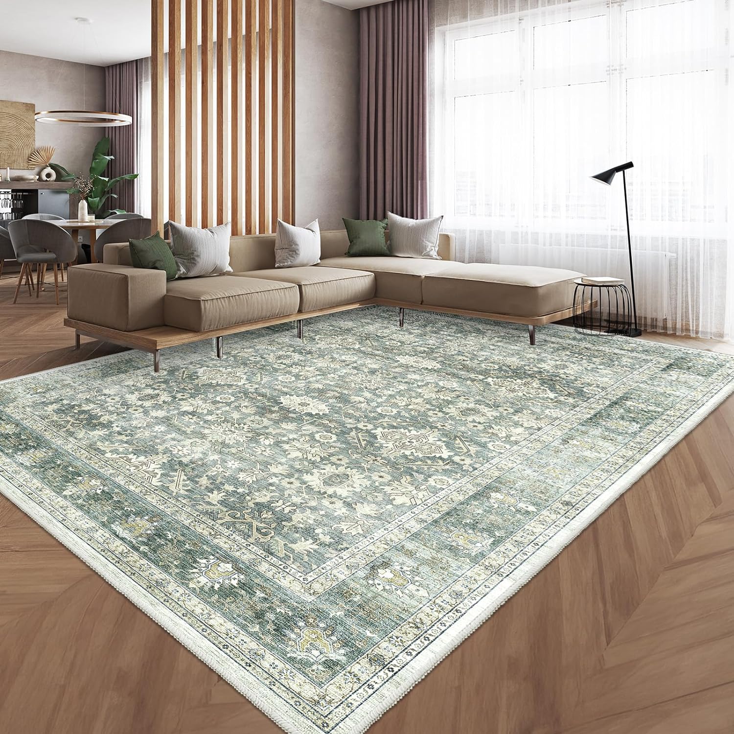HOMFINE Vintage Design Area Rugs - Machine Washable Rug 9'x12' with Non Slip Rug...