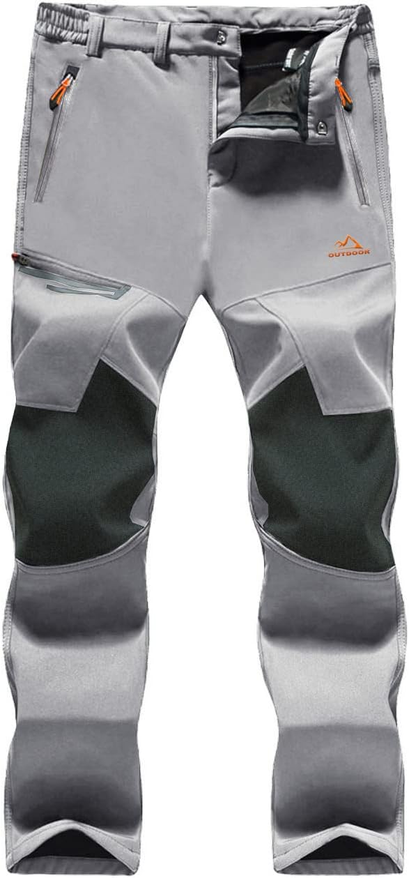 MAGCOMSEN Men's Winter Pants Fleece Lined Ski Snow Pants Water Resistant 4 Zip P...