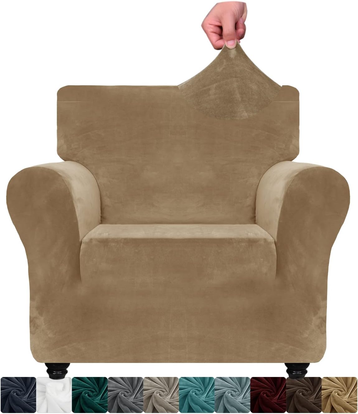 XINEAGE 1 Piece Velvet Chair Slipcovers for Living Room High Stretch Chair Cover...
