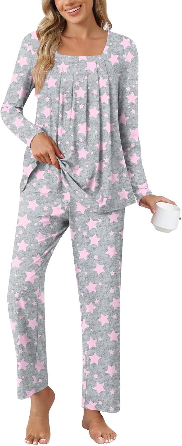 Anyally Women's Fall Pajama Sets, 2-Piece Lounge Sleepwear Ladies Pjs Sets with...