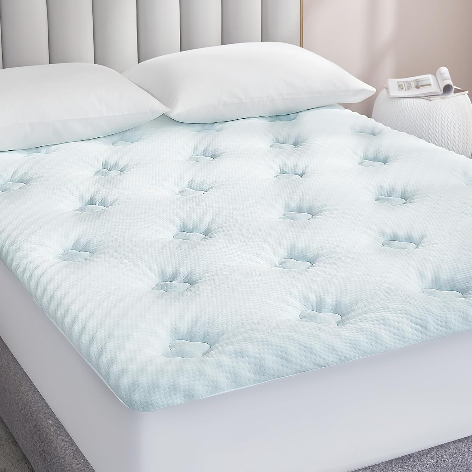 Hansleep Memory Foam Mattress Topper Full, Gel Mattress Topper Full Size with De...