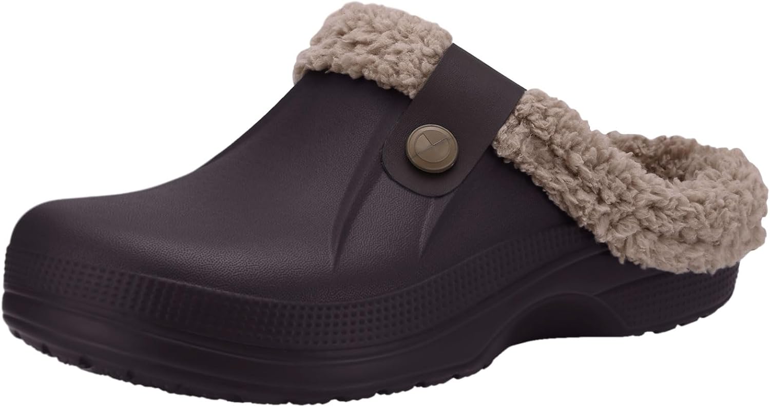 Beslip Classic Fur Lined Clogs Waterproof Winter Fuzzy Slippers for Women Men In...