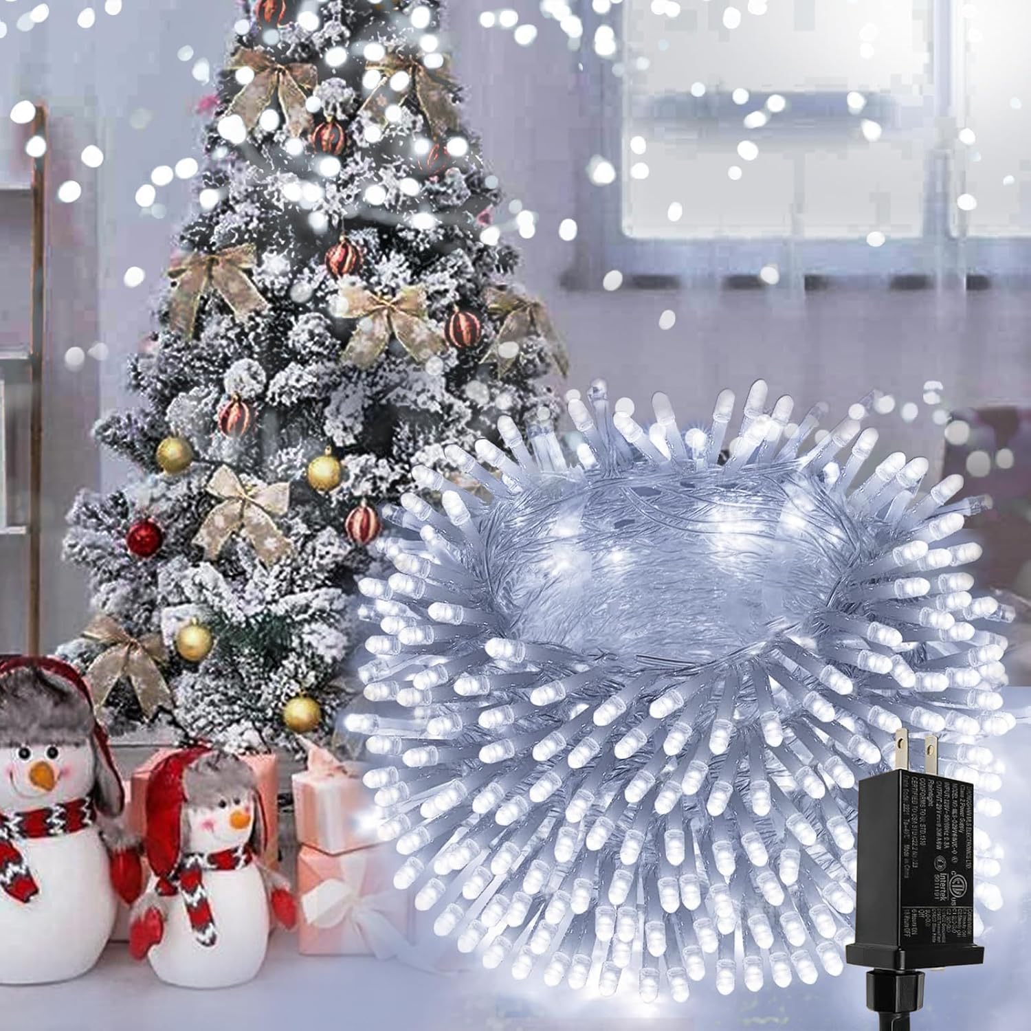 SANJICHAWhite Extra-Long 66FT String Lights Outdoor/Indoor, 200 LED Upgraded Sup...