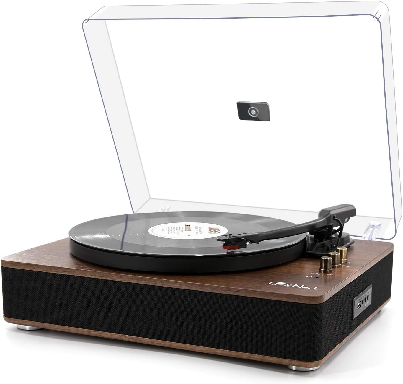 LP&No.1 Record Player with Stereo Speakers, 3-Speed Belt-Drive Turntable for Vin...