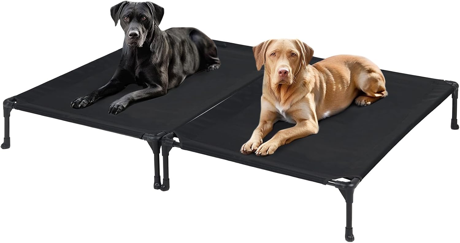 Veehoo 2 Pack Raised Dog Bed, Cooling Elevated Dog Bed, Portable Pet Cot with Wa...