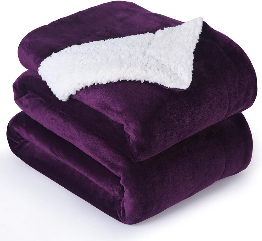 NANPIPER Bed Blanket Reversible Sherpa Flannel Blanket Super Soft Fuzzy Lightwei...