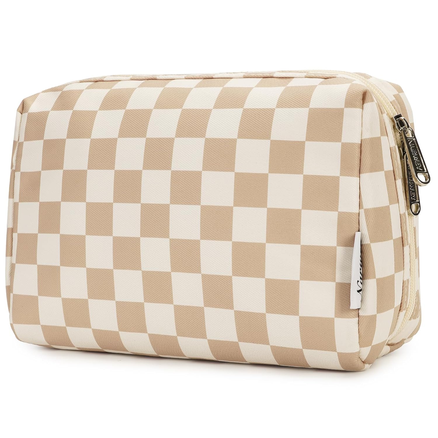Narwey Large Checkered Makeup Bag Zipper Pouch Travel Cosmetic Bag Organizer for...