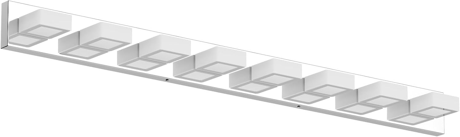 Ralbay 52" Modern Chrome Vanity Lights 8 Lights Acrylic Stainless Steel LED Vani...