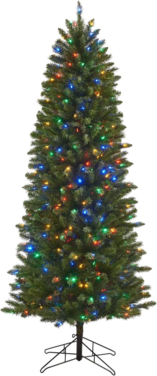 Honeywell 7ft Slim Pre-Lit Christmas Tree, Eagle Peak Pine Pencil Artificial Chr...
