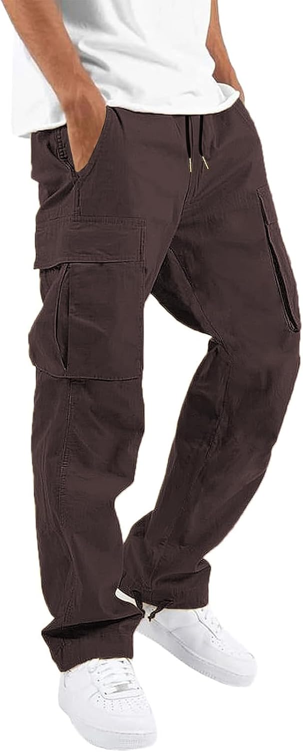 HUNGSON Mens Cargo Pants Casual Hiking Pants Joggers Athletic Pants Cotton Loose...