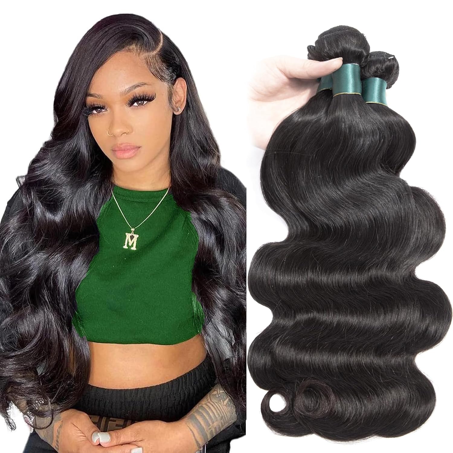 Brazilian Human Hair Bundles 18 20 22 Inch Body Wave Bundles Human Hair 12A 100%...