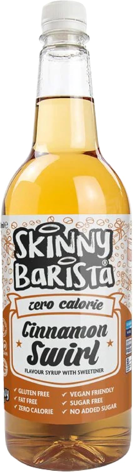 Skinny Food Co Cinnamon swirl Coffee Syrup Zero Calorie 1L - Sugar Free Coffee S...