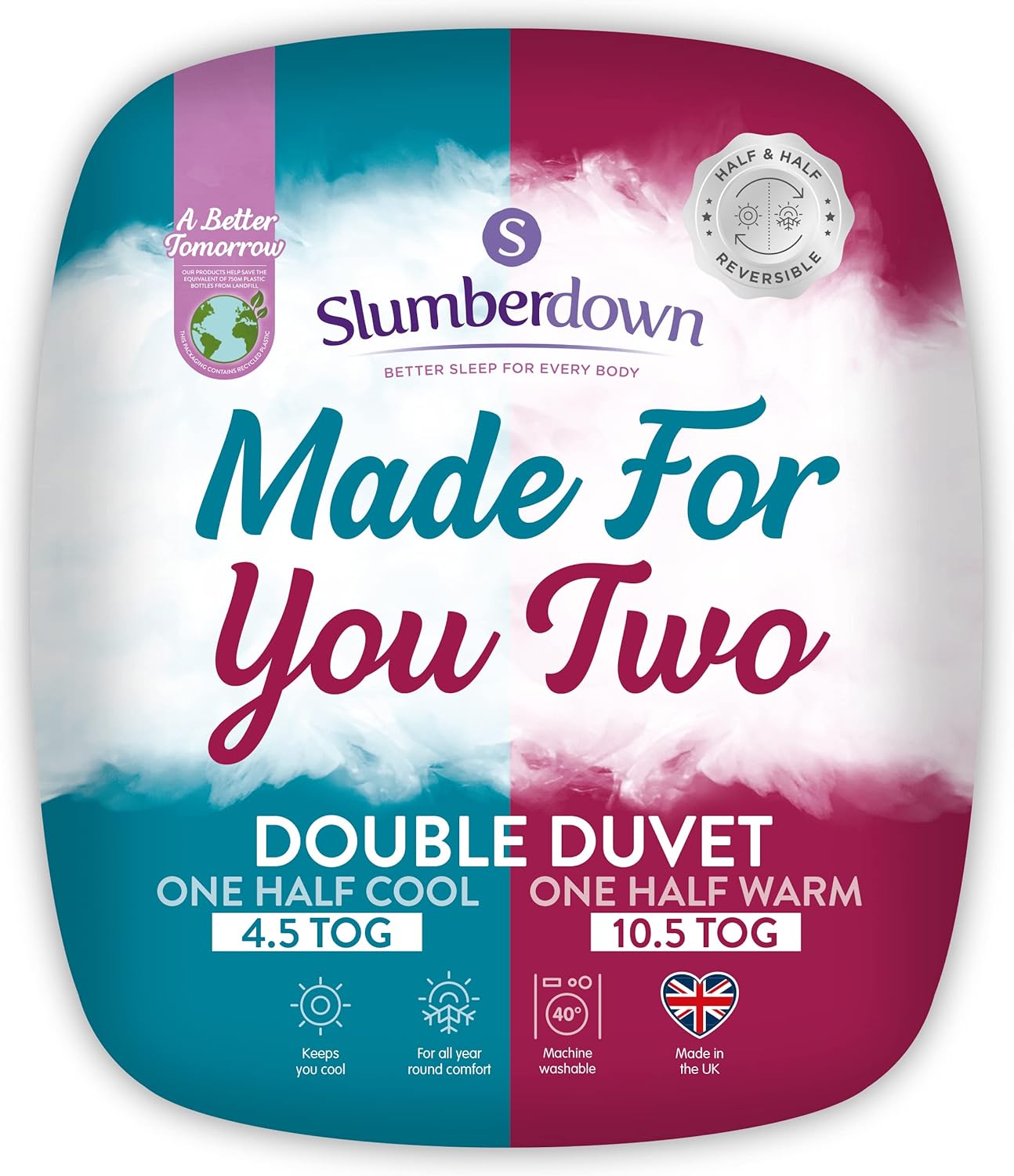 Slumberdown Made For You Two Double Duvet - Dual 4.5 Tog Lightweight Cool Summer...