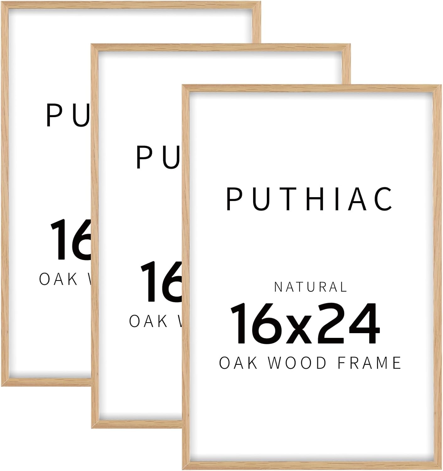 puthiac 16x24 Oak Wood Picture Frame - Minimalist 16x24 Poster Frame, 16"x24" Fr...