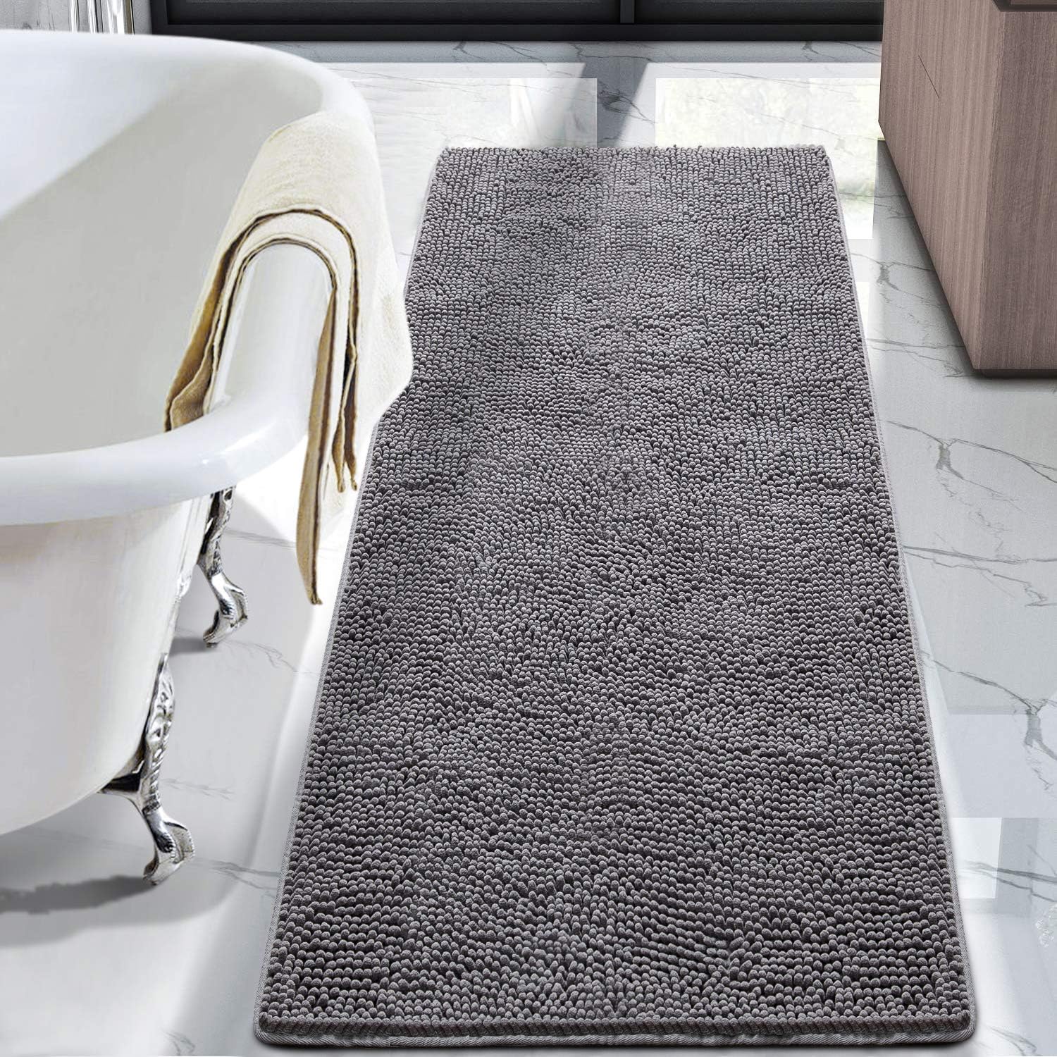 LOCHAS Luxury Bathroom Rug Shaggy Bath Mat 24 x 60 Inch, Washable Non Slip Bath...